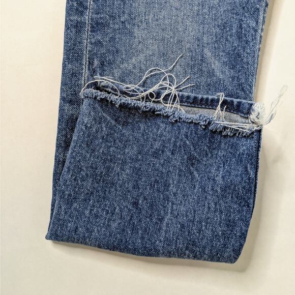 Mother Tomcat 24 Blue High Rise Distressed Straight Raw Hem Denim - Picture 7 of 14